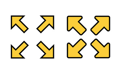 Fullscreen Icon set for web and mobile app. Expand to full screen sign and symbol. Arrows symbol