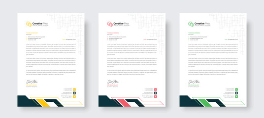 Minimal creative professional newsletter corporate modern business proposal letterhead design template with color variation bundle