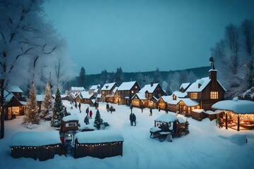 A small wooden house in a winter snow-covered forest