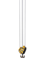 Fototapeta premium crane steel hook with cable isolated on white,Industrial equipment or tools.