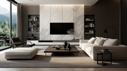 Chic Simplicity: A Contemporary Living Room. Generative AI 7
