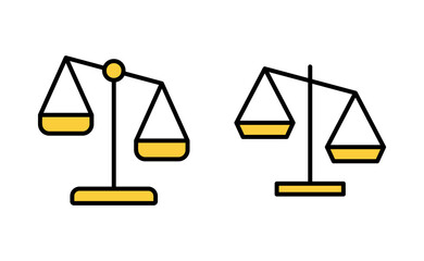 Scales icon set for web and mobile app. Law scale icon. Justice sign and symbol