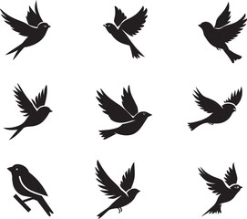 Sparrow vector silhouette illustration black color