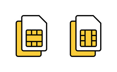 Sim card icon set for web and mobile app. dual sim card sign and symbol