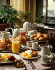 Naklejka na ściany i meble Big breakfast on the table