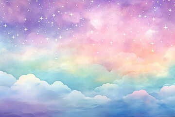 watercolour illustration with rainbow pastel with abstract background