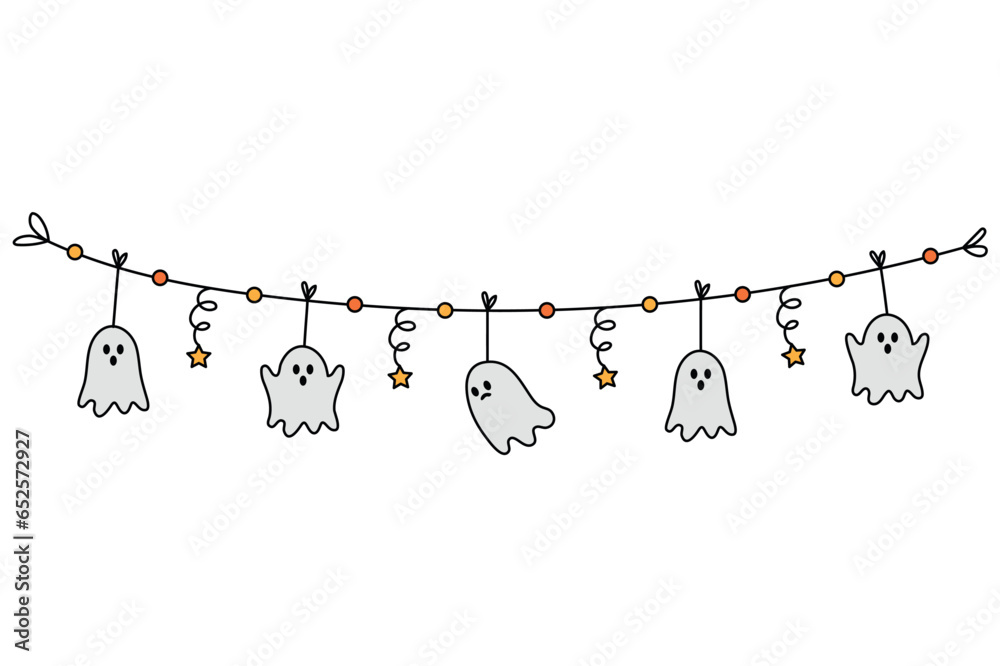 Wall mural halloween garland with ghost