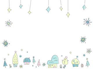 かわいいクリスマスの町並みの背景フレーム