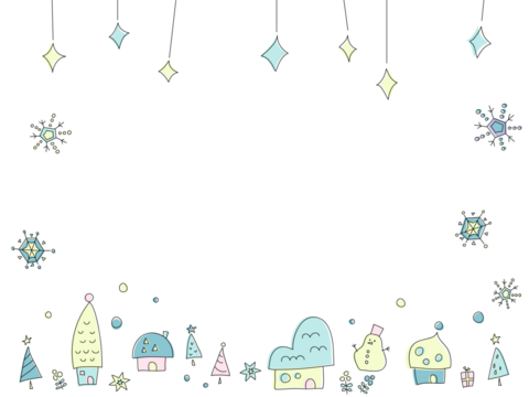 かわいいクリスマスの町並みの背景フレーム