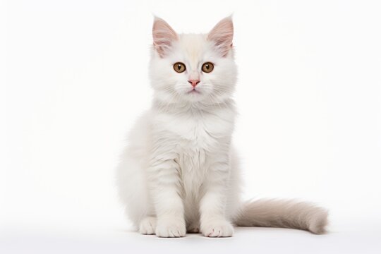 Pure White Cat: Stunning Feline on a White Background