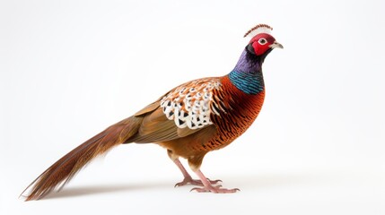 Majestic Pheasant: Striking Bird on a White Background