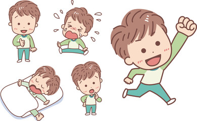 Illustration set of cheerful boys