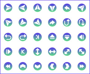 Simple Set of arrows Related Vector Line Icons. Vector collection of basic, infographic, navigation, direction, chevron, cursors, selection and design elements symbols or logo element.