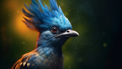 majestic bird with vibrant colors, looking at camera in nature generated by AI