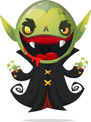 Cute cartoon vampire smiling. Vector illustration