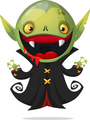 Cute cartoon vampire smiling. Vector illustration