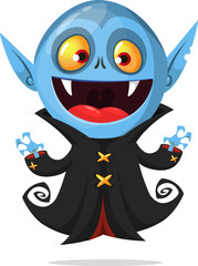 Cute cartoon vampire smiling. Vector illustration