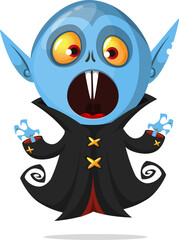 Cute cartoon vampire smiling. Vector illustration