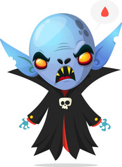 Cute cartoon vampire smiling. Vector illustration