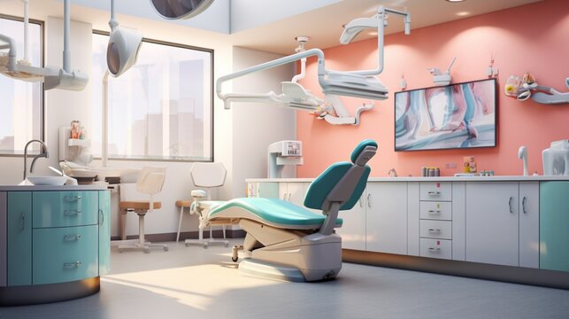 a modern dental clinic with state-of-the-art equipment, hygienists, and gentle dental care
