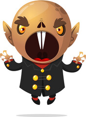 Cute cartoon vampire smiling. Vector illustration