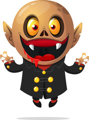 Cute cartoon vampire smiling. Vector illustration