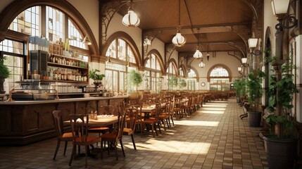 Fototapeta na wymiar a repurposed historic train depot, now a charming railway-themed restaurant and museum