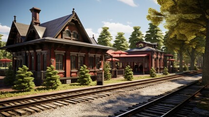 Fototapeta na wymiar a repurposed historic train depot, now a charming railway-themed restaurant and museum