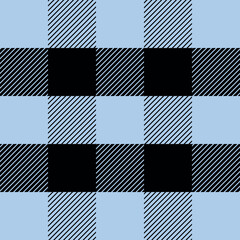 Colorful background in rustic style. Blue, light blue, tartan, vector patterns of the texture of the fabric of a flannel shirt in the style of a lumberjack. Design of bedding, packaging.