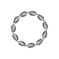 Scandi wreath in quirky vector style isolated on white background. Decorative frames for playful antique graphics. Monochrome ornate quirky illustration. 
