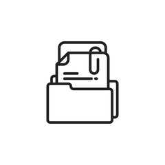 Document folder outline icon. Vector illustration. Isolated icon is suitable for web, infographics, interfaces, and apps.