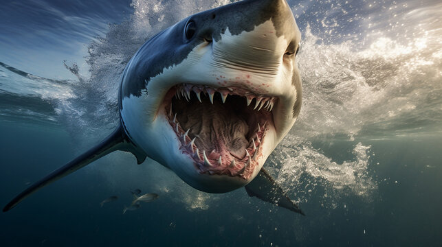  photo illustration of a shark opening its mouth