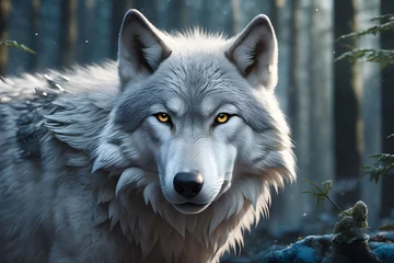 Gordijnen wolf in the snow © Knuckles