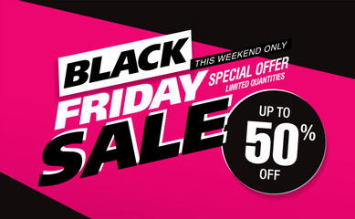 black friday sale banner layout design, vector illustration