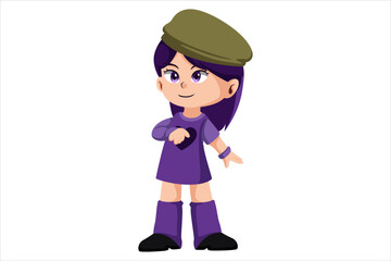 Cute Little Girl Character Illustration