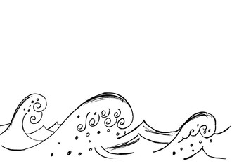 Contour image of sea waves on a white background