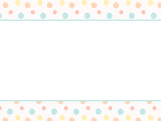 パステルカラーの水玉模様が可愛いフレーム背景イラスト