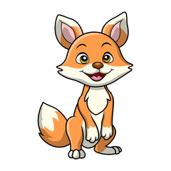Cute fox cartoon on white background