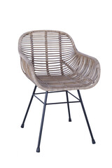 Handmade wicker chair made of rattan. Isolated image on white background
