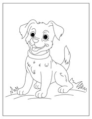 Cute coloring page of happy dog, simple coloring page