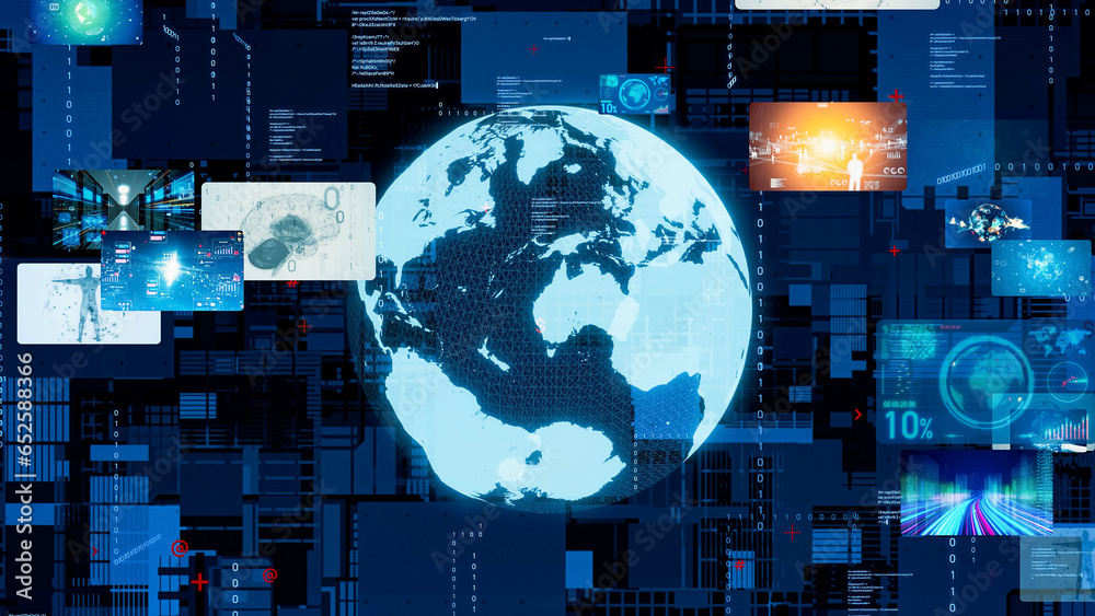 Poster Video and global network. Digital contents. Streaming video. NFT. Non-fungible token.
