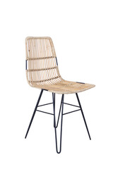 Handmade wicker chair made of rattan. Isolated image on white background
