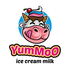 Ice Cream Cow Logo Mascot Template