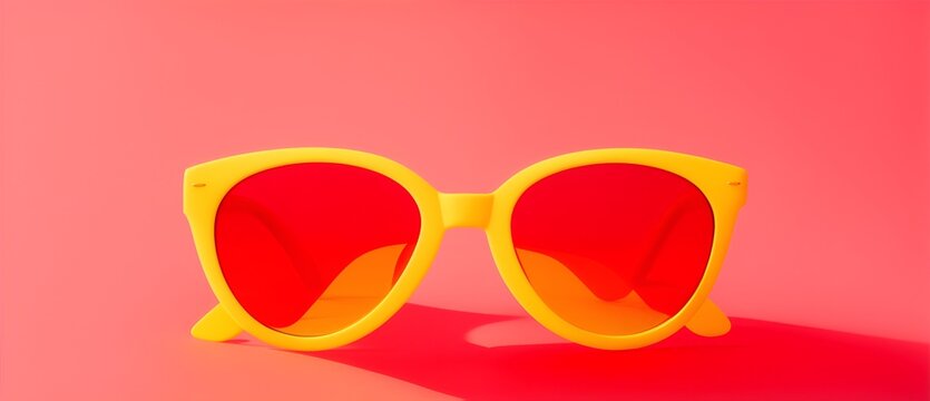 Red sunglasses on a pastel yellow background from Generative AI