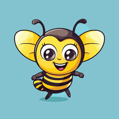 vector cute bee cartoon vector icon illustration