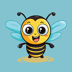vector cute bee cartoon vector icon illustration