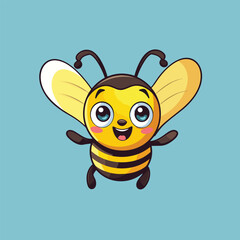 vector cute bee cartoon vector icon illustration