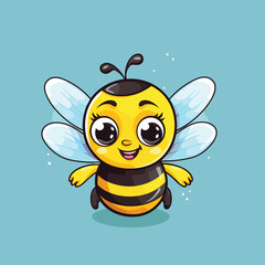 vector cute bee cartoon vector icon illustration