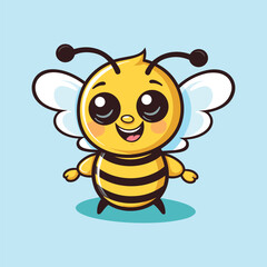 vector cute bee cartoon vector icon illustration