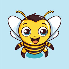 vector cute bee cartoon vector icon illustration